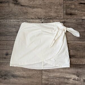Capulet white wrap mini skirt with side tie